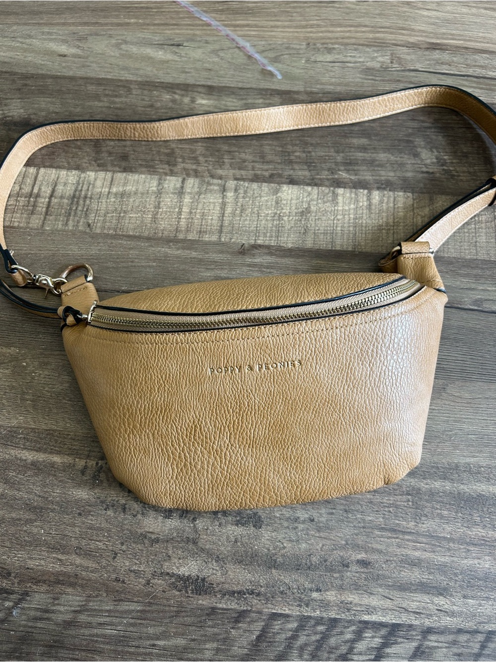 Poppy & Peonies Large Sidekick Belt Bag - Tan Vegan Leather